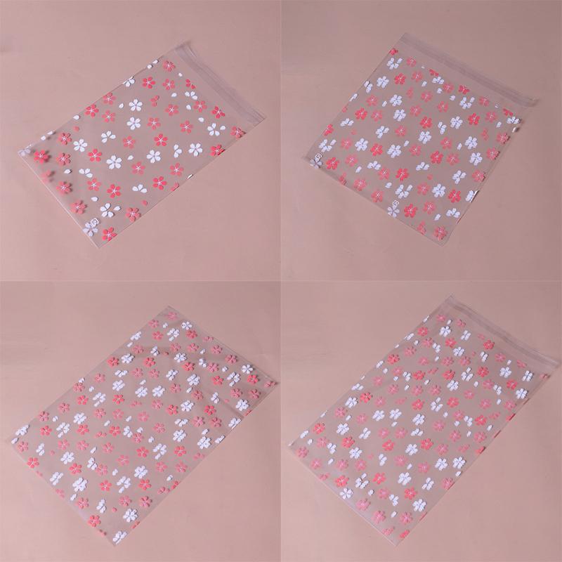 100 шт., упаковочная сумка для сухофруктов, подарочные пакеты, сумка для хлеба, самоклеящаяся белая цветочка, конфеты