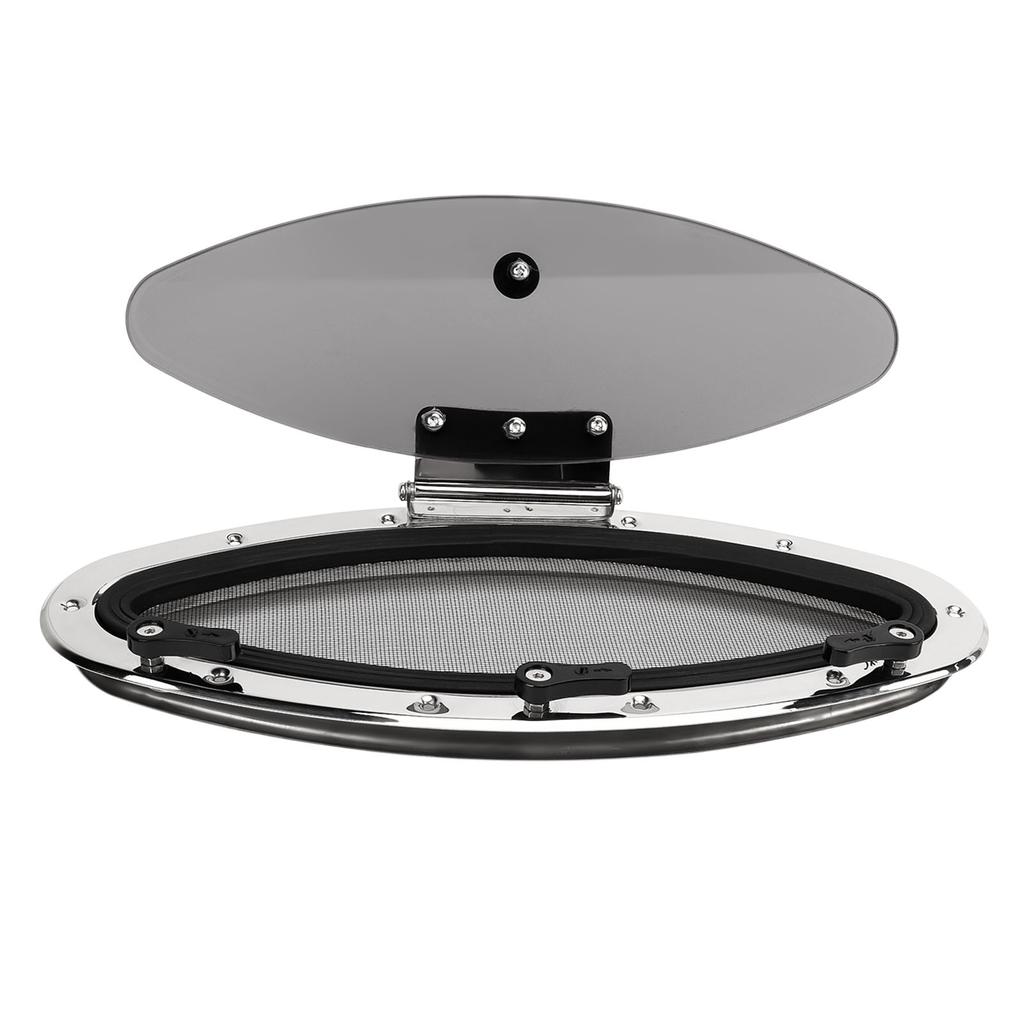 16.06x5.83in Овальное иллюминаторное окно для лодки Открывающееся внутрь Закаленное стекло УФ-защита Водонепроницаемый Иллюминатор Люк Сетчатый барьер