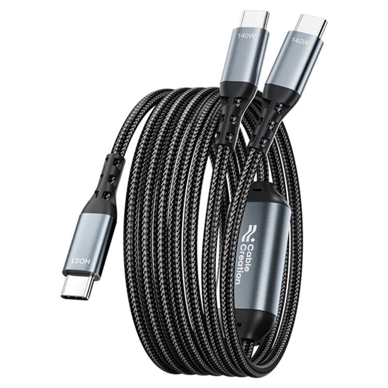 Кабель для передачи данных USB C на двойной USB C 140 Вт Кабель для супербыстрой зарядки 480 Мбит/с Высокоскоростная синхронизация данных Линия-разветвитель