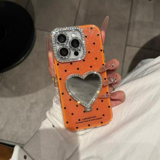 Full Coverage Polka Dot Mirror Case for iPhone 14, 15 Pro Max, and XS Max