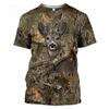 Camo Jungle Wildlife 3D T-shirt Summer Casual Men's Large T-shirt Fashion Street Personality Pullover Short Sleeve