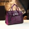 High-gloss Arch Bead Leather Crocodile Pattern Lock Platinum Bag Bag Large-capacity Portable One-shoulder Messenger Bag