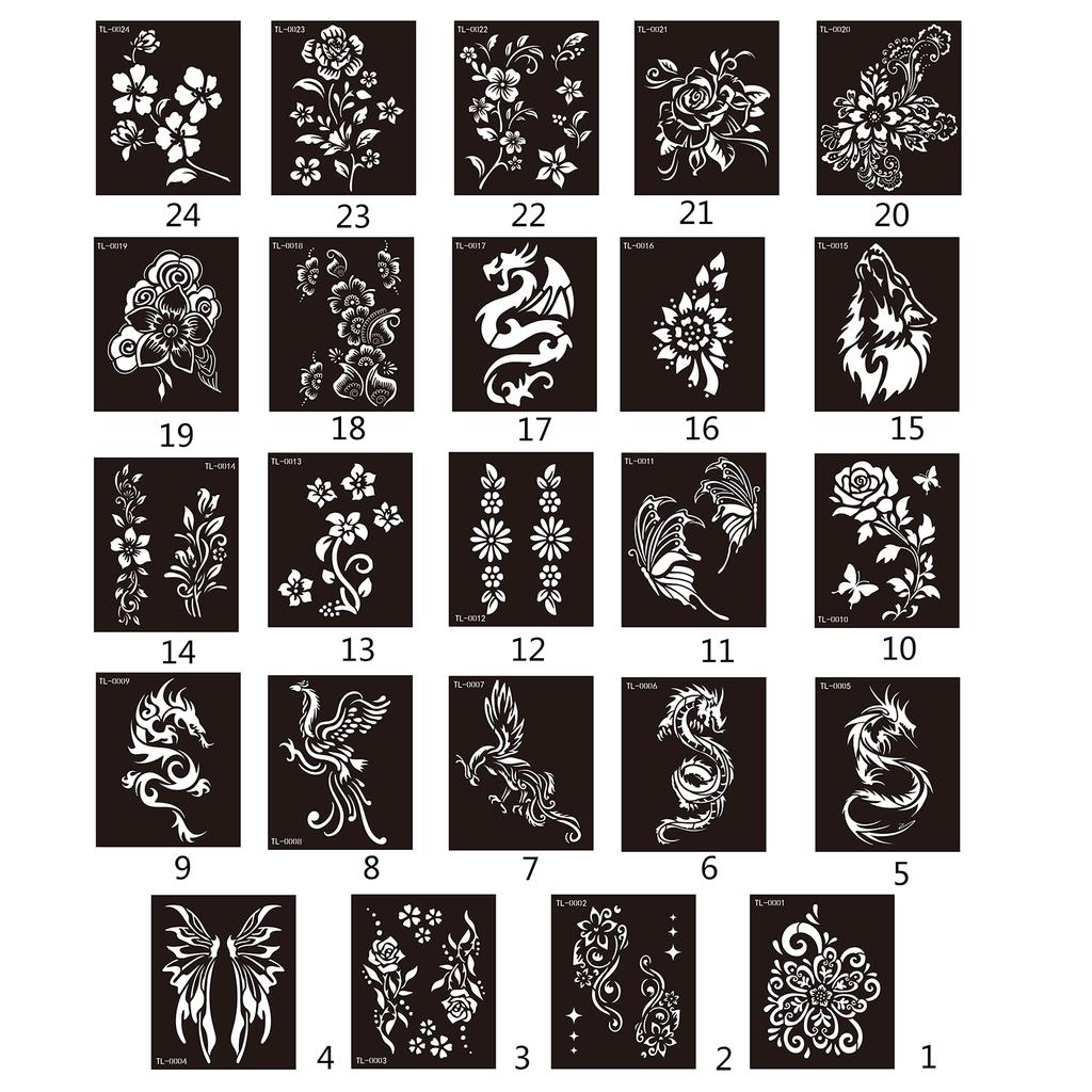 Трафареты для татуировок хной Трафареты для рисования на лице и теле Шаблоны для татуировок хной Временные наклейки для татуировок Многоразовые