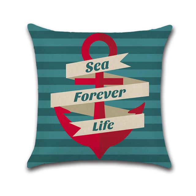 Anchor Series Cushion Cover Sea Style Ship Anchor Cotton Linen Pillow Case Boat Decorative Pillowcase Funda De Almohada Zt126