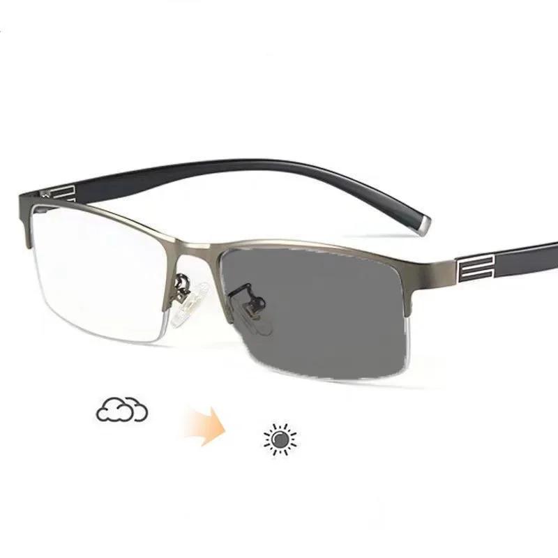 Fashionable Half frames Myopia Glasses Business Color-changing Male Female Near Sight Glasses Ultra Light Outdoor Driving Protection Glasses
