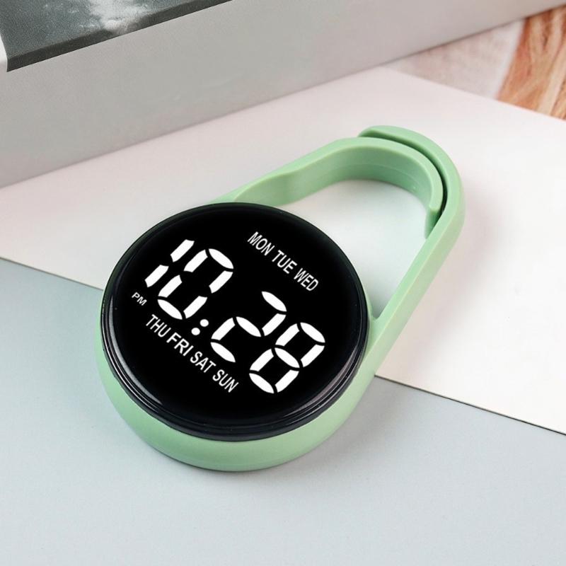 Touch Control Digital Pocket Watch Keychain Clip For Students Accurate Time LED Display Electronic Clock Accessories