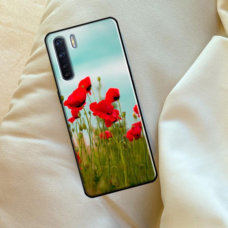 Красный Цветок Мака Чехол Для Oppo A17 A94 A74 A54 A60 A40 A80 A16 A76 A96 A98 A58 A78 A18 A38 A57 A15 A5 A6 Pro