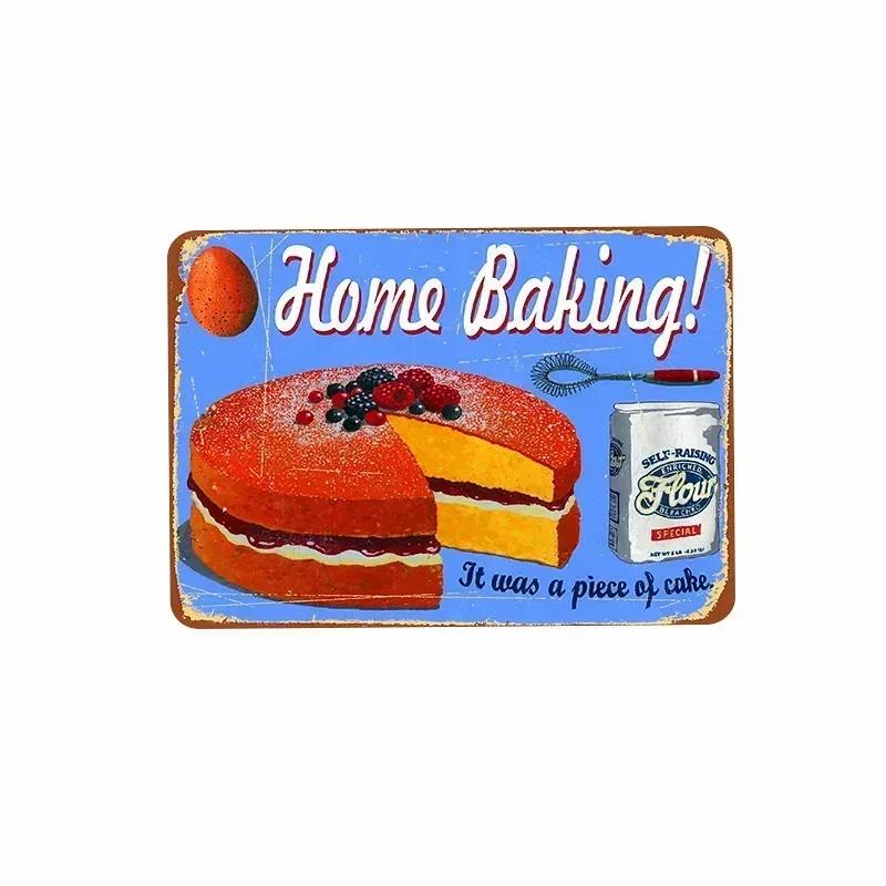 Metal Painting Signs Cake Dessert Hamburger Plaque Bar Pub Bakery Cafe Creative Gifts Iron Signs Wall Decor Wall Plate Pendant