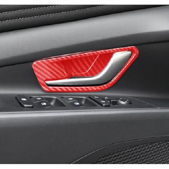 Декоративная рамка накладка внутренней ручки двери для Hyundai Elantra 21- Красный углепластик