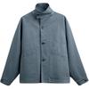 Solid Color Casual Workwear Distressed High Neck Long Sleeve Jacket Men Jackets Blue 0706106-400