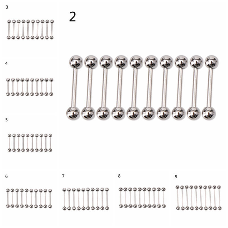 10 шт. нержавеющая сталь шарик язык пупок сосок штанга кольца стержни пирсинг тела