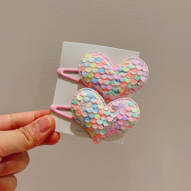 2 шт. новые милые заколки для волос с чешуйчатым сердечком принцессы для девочек, детские головные уборы, заколки для волос, заколки, аксессуары для волос