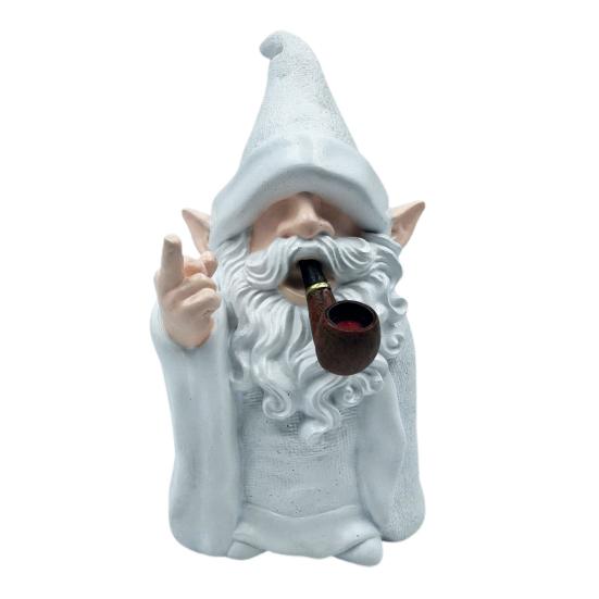 Статуэтка Гнома со Средним Пальцем и Дымом, Забавная Садовая Фигурка Волшебника-Гнома, Непослушная Смоляная Скульптура для Газона, Двора, Балкона, Крыльца, Патио, Декор для Дома