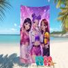 1 шт. Пляжное полотенце с 2D-принтом K-Pop айдол-девушки, быстросохнущий пончо из микрофибры для пляжа, бассейна, ванны, милая эстетичная атмосфера