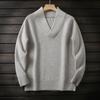 Heavyweight, Limited Quantity! Italian Order Men's Autumn and Winter Thickened Warm Wool Knit Sweater with Large V-Neck
