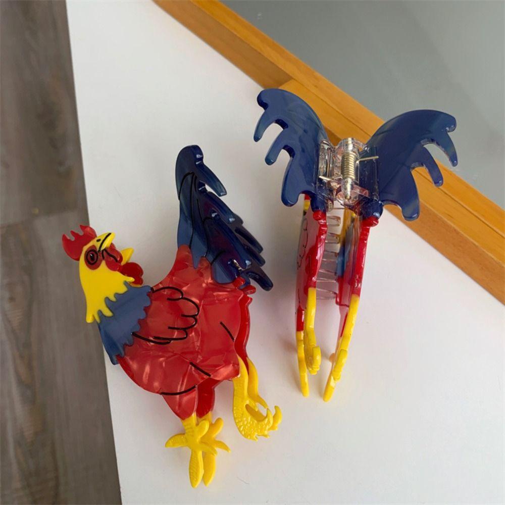 Large Acetate Animal Hair Claw Shark Clip Acetic Acid Hairpin Creative Rooster Hair Clip  Travel