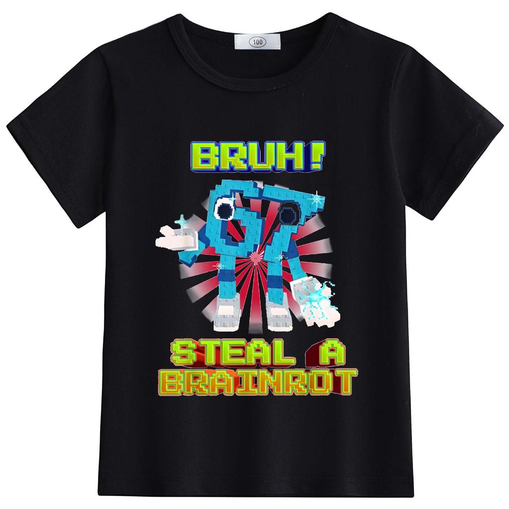 Available: StealABrainrot Kids' Summer Round-Neck Light Short Sleeve T-shirt 63301