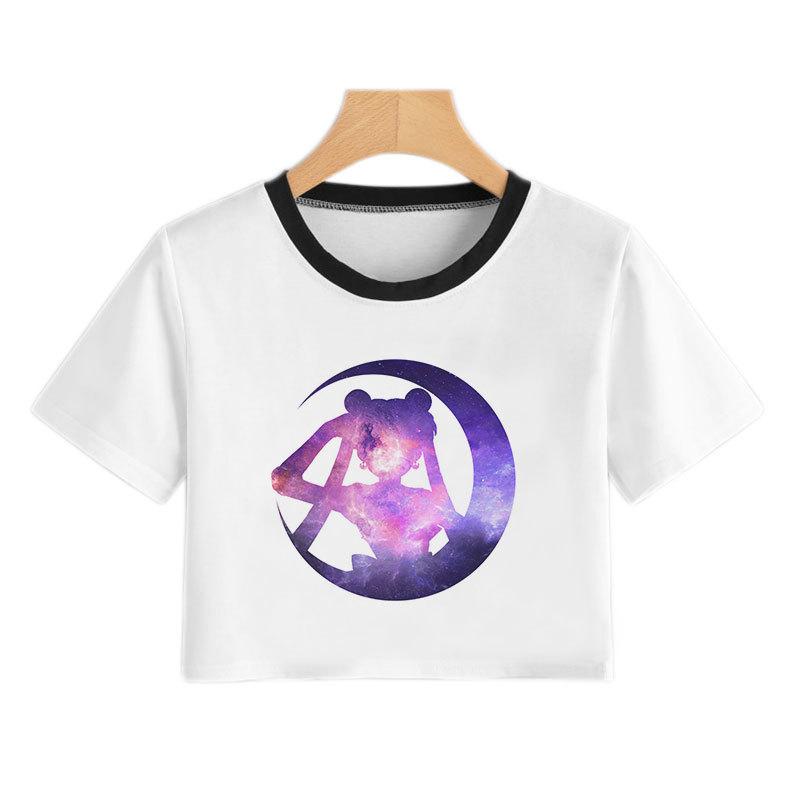 Футболка Sailor Moon Cold Moon от Sailor Moon, новая короткая футболка, женская сексуальная футболка с пупком