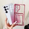 Gradient Glitter Card Bag Clear Plating Case For Samsung S25 S24 S23 S22 Ultra Plus A55 A35 A25 A54 A15 A14 A24 Shockproof Cover