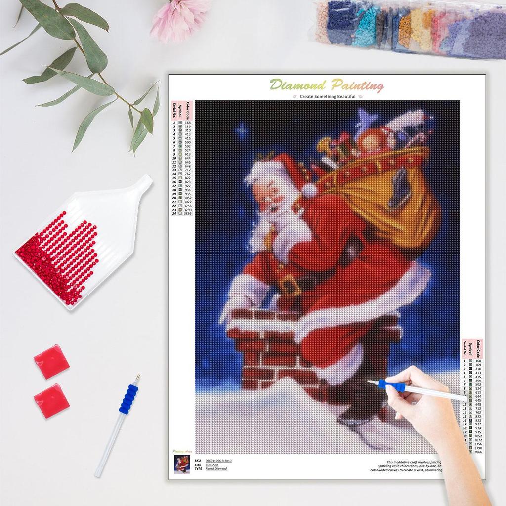 Рождественская алмазная живопись Санта-Клаус 5D DIY Мозаика Алмазная вышивка Домашнее украшение Искусство 30x40 см/12x16 дюймов