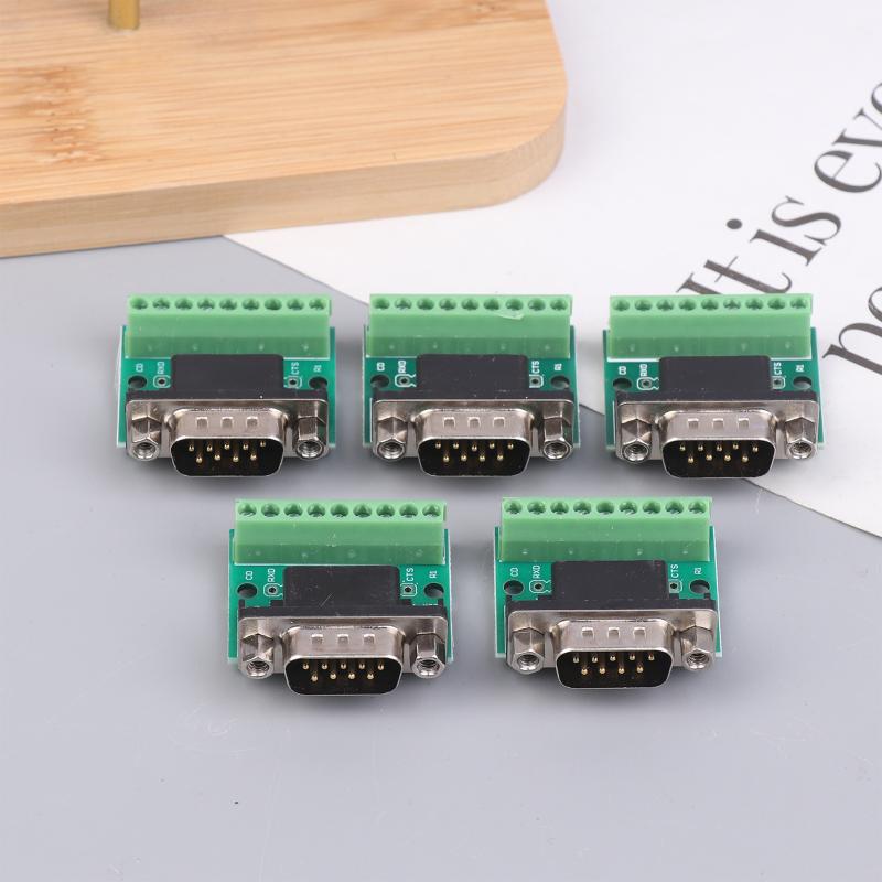 5Pcs Db9 Male Female Adapter Signals Terminal Module Rs232 Rs485 Serial To Terminal 9-Pin 9-Hole Connector