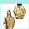 Head Shark Print Golden Long Sleeved Hooded Coat Fashion Gifts Clothes