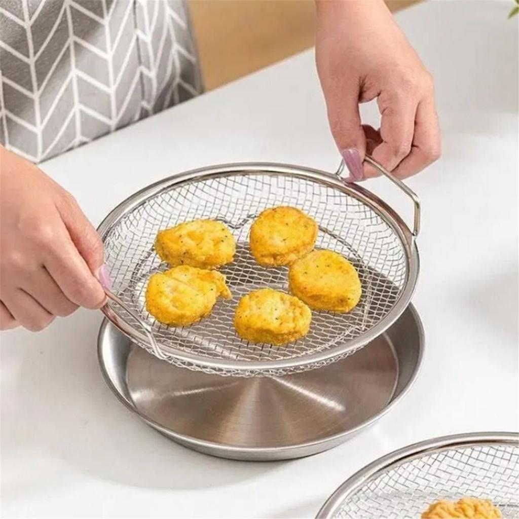 Фильтр-диск из нержавеющей стали для бытовой кухни, барбекю, слива фритюрного масла, артефакт, тарелка-фильтр для масла закусок, дренажная сетчатая тарелка