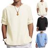 Men's Baggy Cotton Linen Solid Color Short Sleeve Hooded T Shirts Tops Blouse