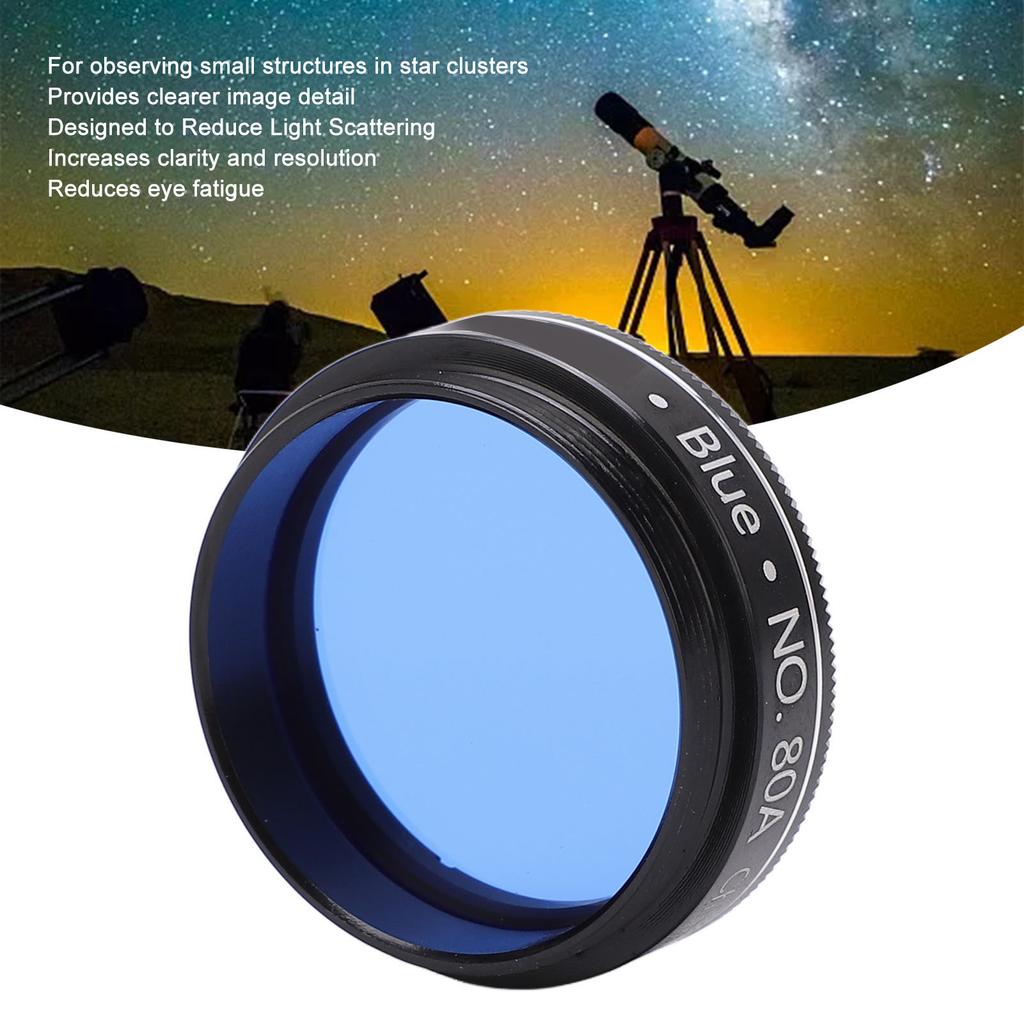 1.25 Inch Eyepiece Filter Blue 80A Improving Clarity Telescope Filter for Star Cluster Observation