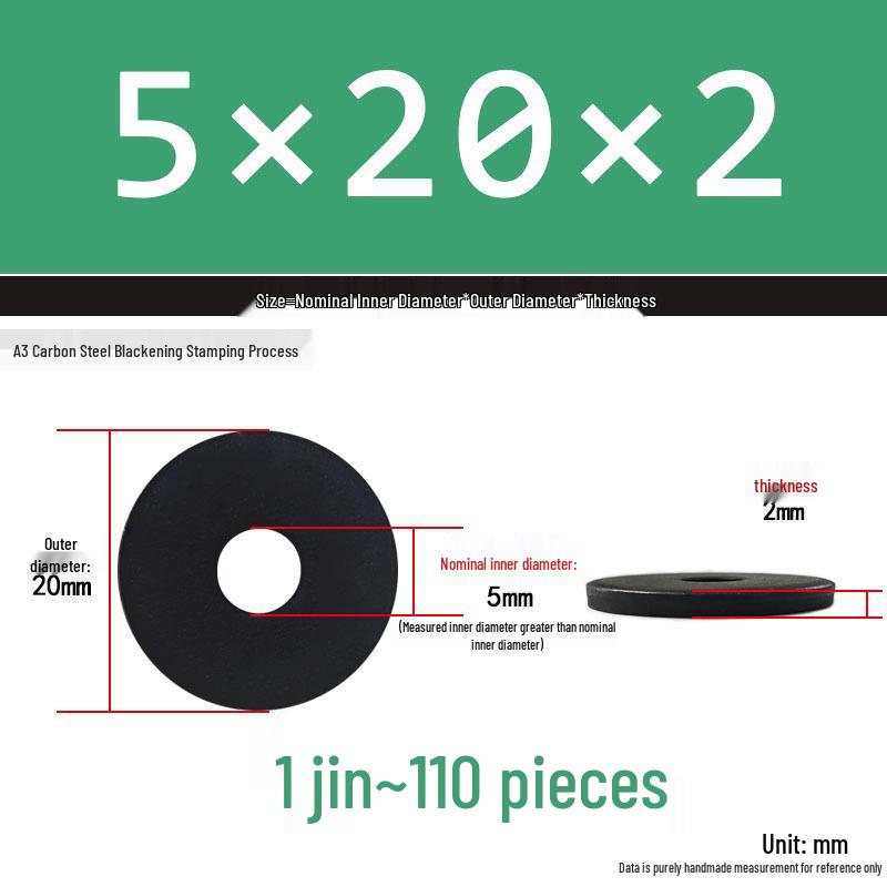 Black Oversized Thickened Round Metal Flat Washer Spacer for Home Use