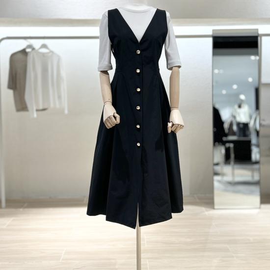 V252PSE943 Button Sleeveless Dress
