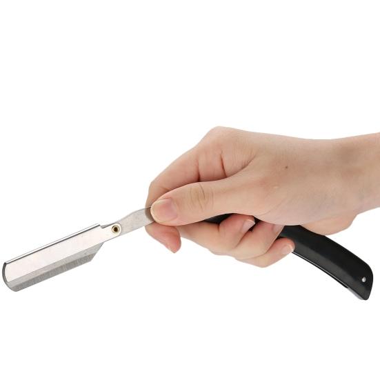 Carbon Steel Barber Hairdressing Razor Eyebrow Folding Shaving Knife Holder Tool