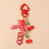 Cherry Heart Keychain Rust-Proof Fruit Keychain Rhinestone Charm Keychain Adorable Fashion Key Accessory For Handbags Purses Car