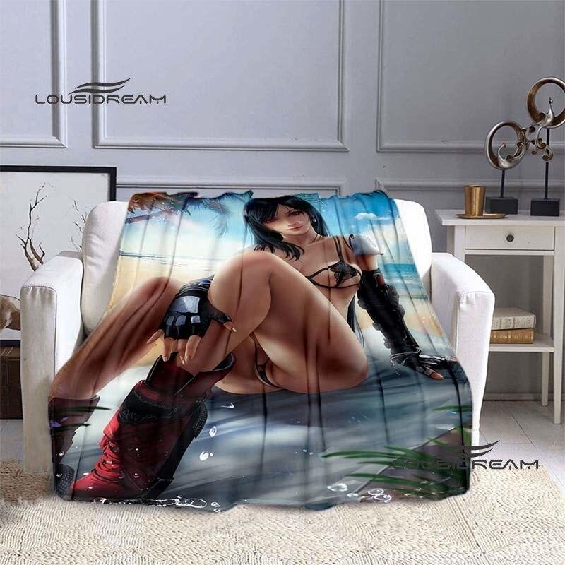 FINAL FANTASY Tifa Aerith Blanket Sexy Beauties Flannel Blanket Adults and Children Bedroom Coverlet Sofa Camping Warm Blanket