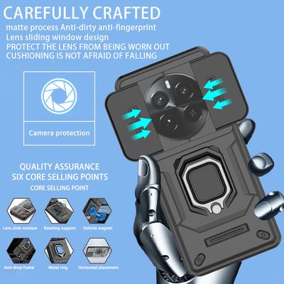 Для Realme 12 Pro Plus 5G Чехол Slide Camera Armor Magnetic Ring Stand Чехол для телефона для OPPO Realme 12 Pro 12 Pro + Plus Задняя крышка