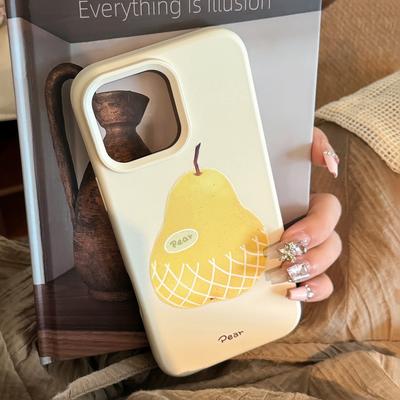 Для iPhone16 Для чехла для телефона Apple 17promax нишевый желтая груша 1314 свежий 15 силикон