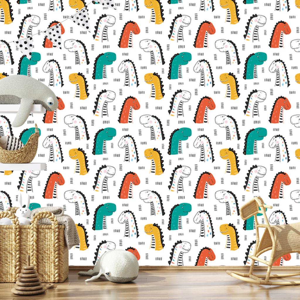 Colorful Dinosaurs Wallpaper for Living Room and Bedroom 50x1000