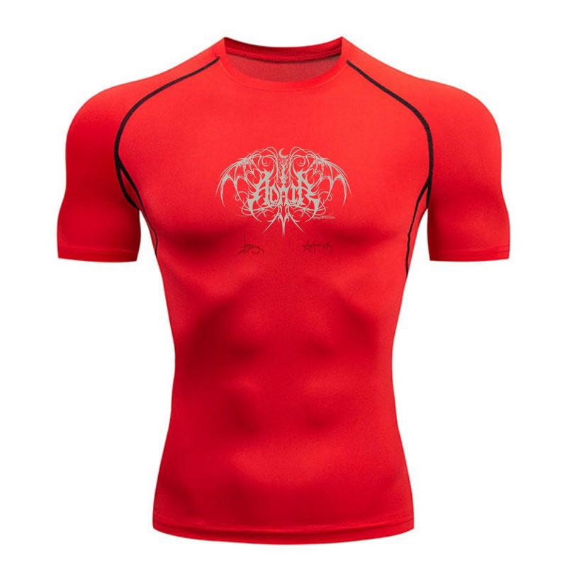 Men's Quick Dry Compression Workout T Shirt, Gothic Swirl Pattern Athletic Breathable Stretchy Undershirt for Gym Running Training Active Wear