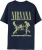 Логотип Nirvana Игра на сцене Взрослая темно-синяя футболка с коротким рукавом 90-е Музыка Винтажный стиль Графические футболки