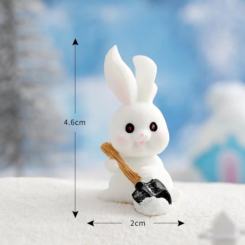 Cute Rabbit Bunny Ornament Resin Home Mini Bunny Miniature Figurines Miniature Landscape Decoration Home Easter Decoration
