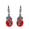 Vintage Earrings With Red Ruby Gemstones For Charm Lady Silver Drop Earrings Women Wedding Party Gift