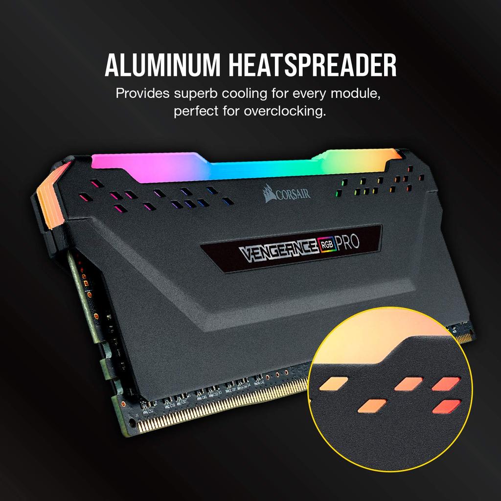 Corsair Desktop PC Memory VENGEANCE RGB PRO Series 32GB X CMW32GX4M2E3200C16 DDR4-3200MHz [2 16GB]