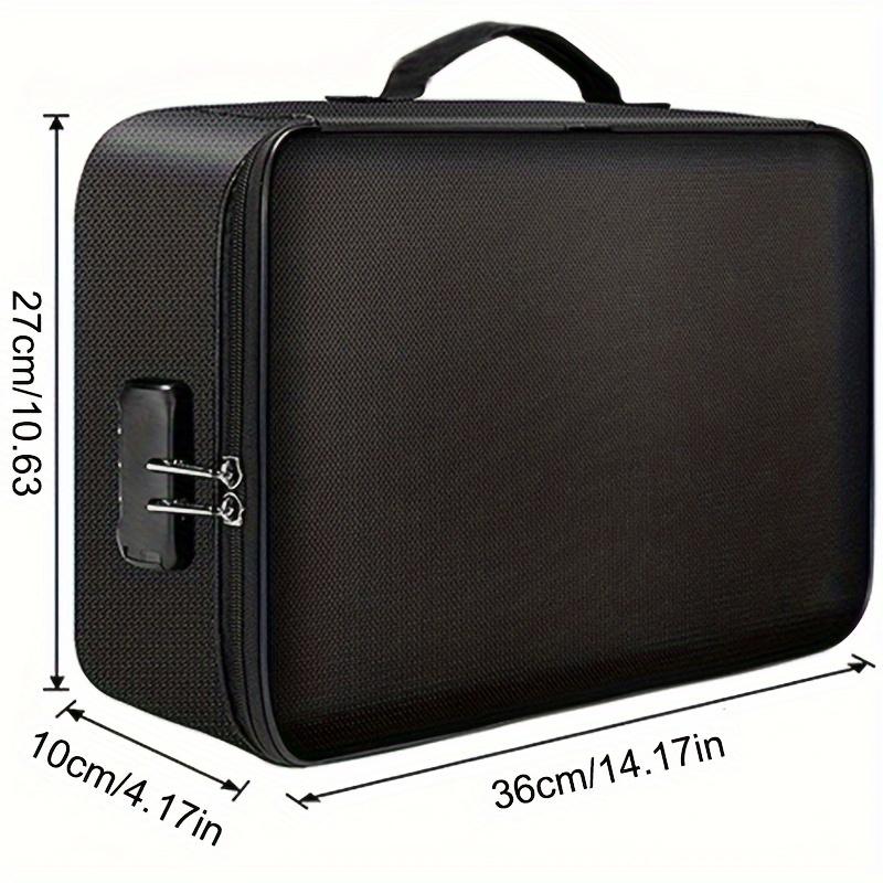 1pc Document Bag With Combination Lock, 3-Layer File Storage Case With Zipper, Organizer Bag For Laptop, Files