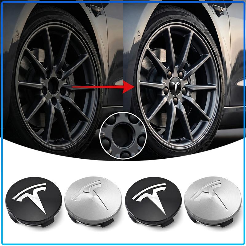 4Pcs 60mm Car Wheel Center Hub Caps Badge Accessories For Tesla Model 3 Model S Model X Model Y Roadster Performance Decor