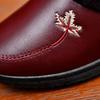 Winter Cotton Shoes, Middle-aged and Elderly Women's Shoes, Flat-bottomed Plus Velvet Warm Leather Shoes for The Elderly, Soft-soled and Non-slip