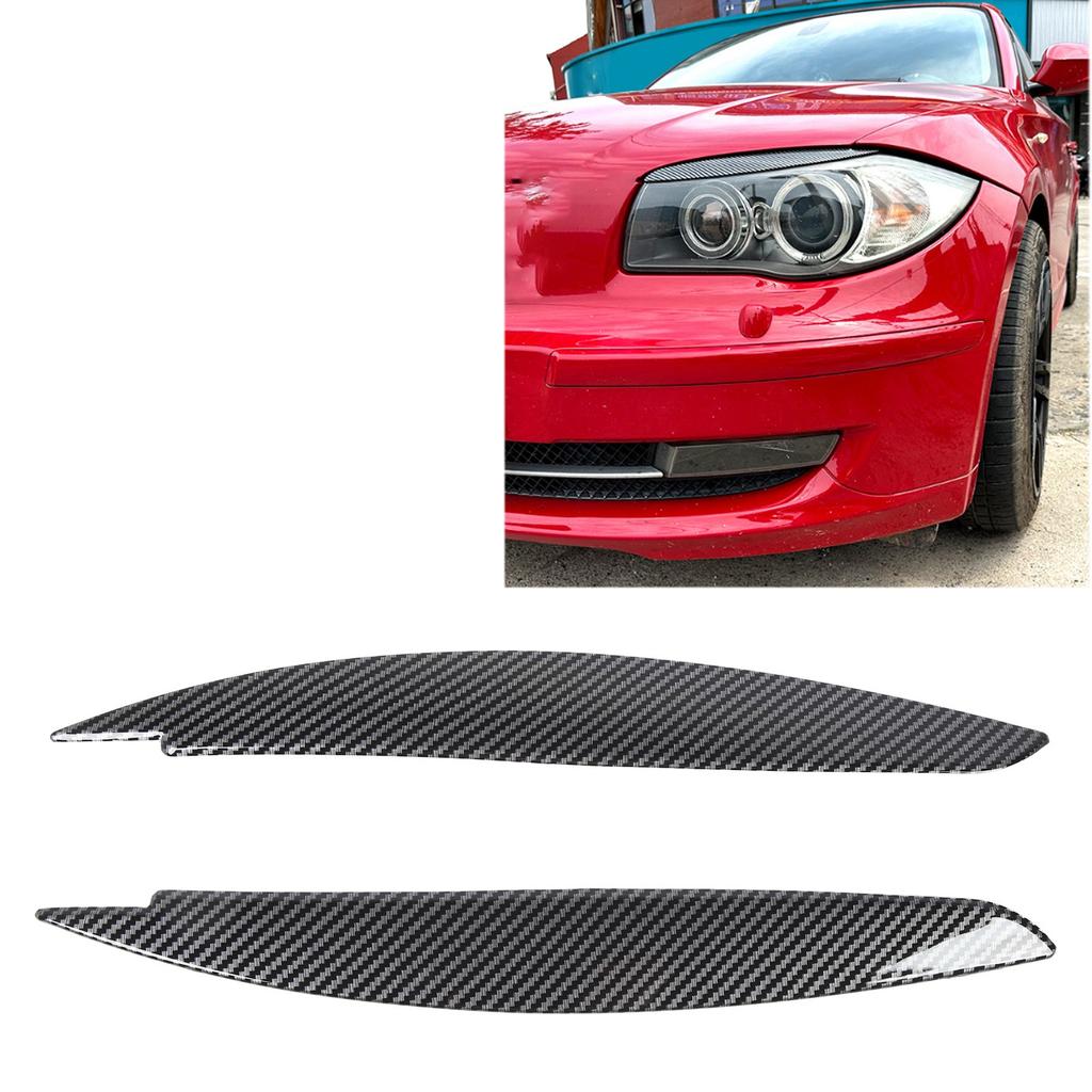 2 Pcs Headlight Eyebrow Front Left Right Light Eyelid Trim Cover for 1 Series E81 E82 E87 E88 2006 to 2013