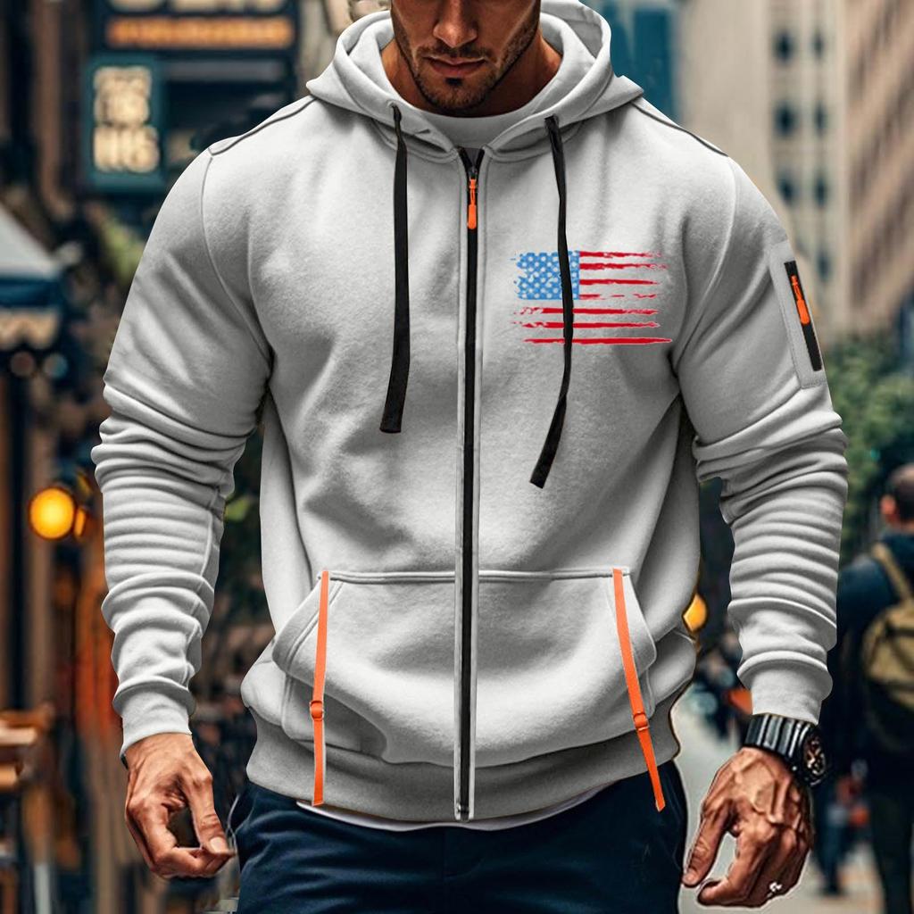 Мужская спортивная повседневная толстовка с капюшоном, кардиган с капюшоном на молнии, многокарманное пальто с капюшоном