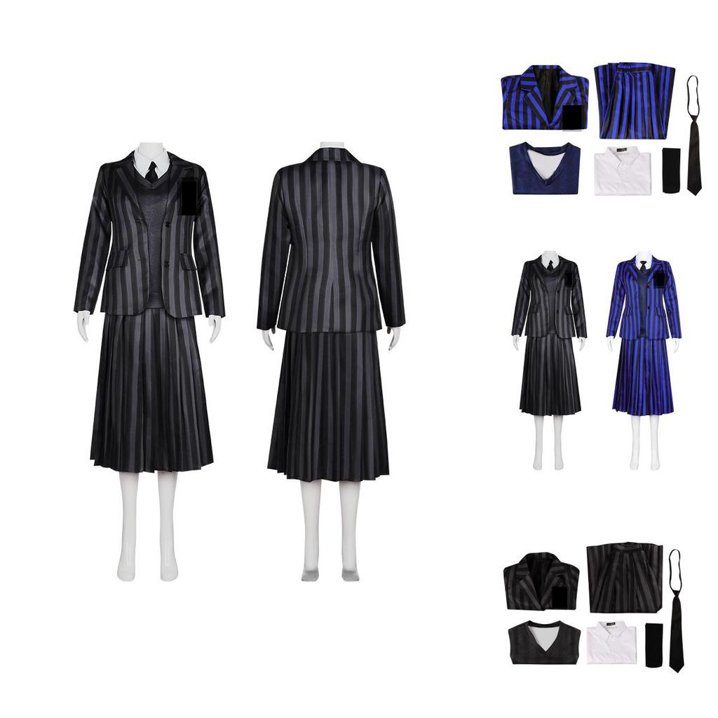 Wednesday Addams Role Playing Adult School Uniform Costume Set For Halloween Events And Cosplay