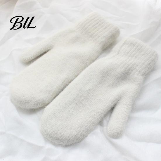 Winter Warm Plush Mittens 1 Pair for Women, Cold Weather Soft Knit Versatile Gift Kids Gloves with Thick Lining And Elastic Rib Cuffs Outdoor Thermal