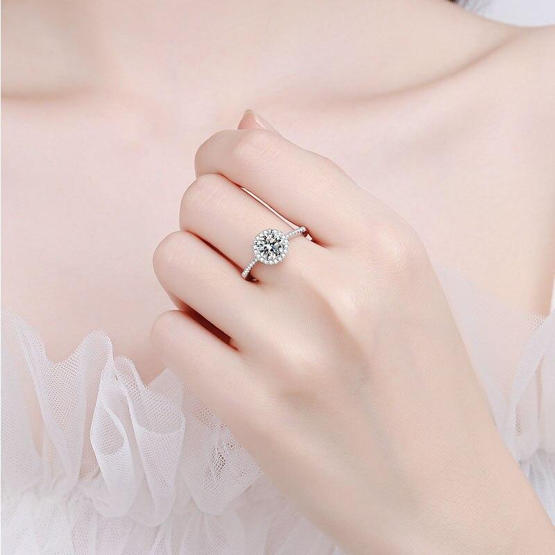 3ct D Color Moissanite Diamond Rings For Women 18k White Gold Plated 925 Sterling Silver Ring Wedding Engagement Jewelry